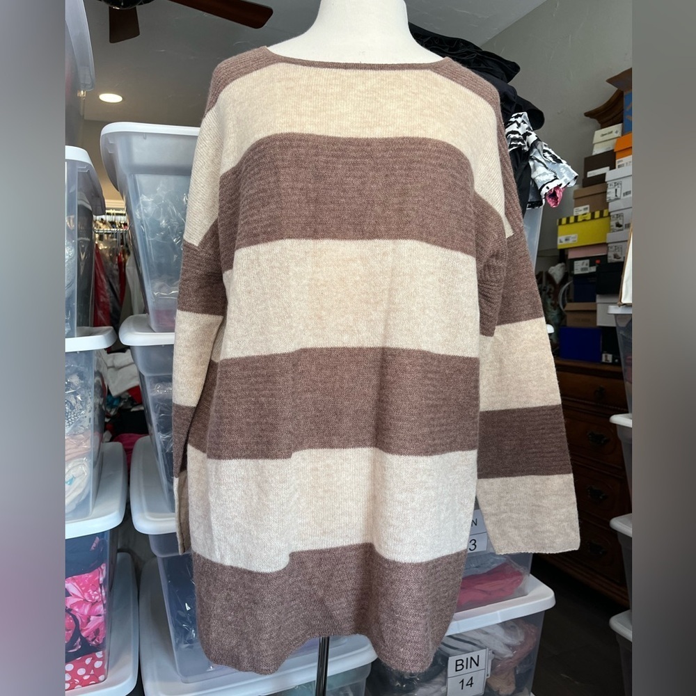 Cashmere Brown and Cream Sweater